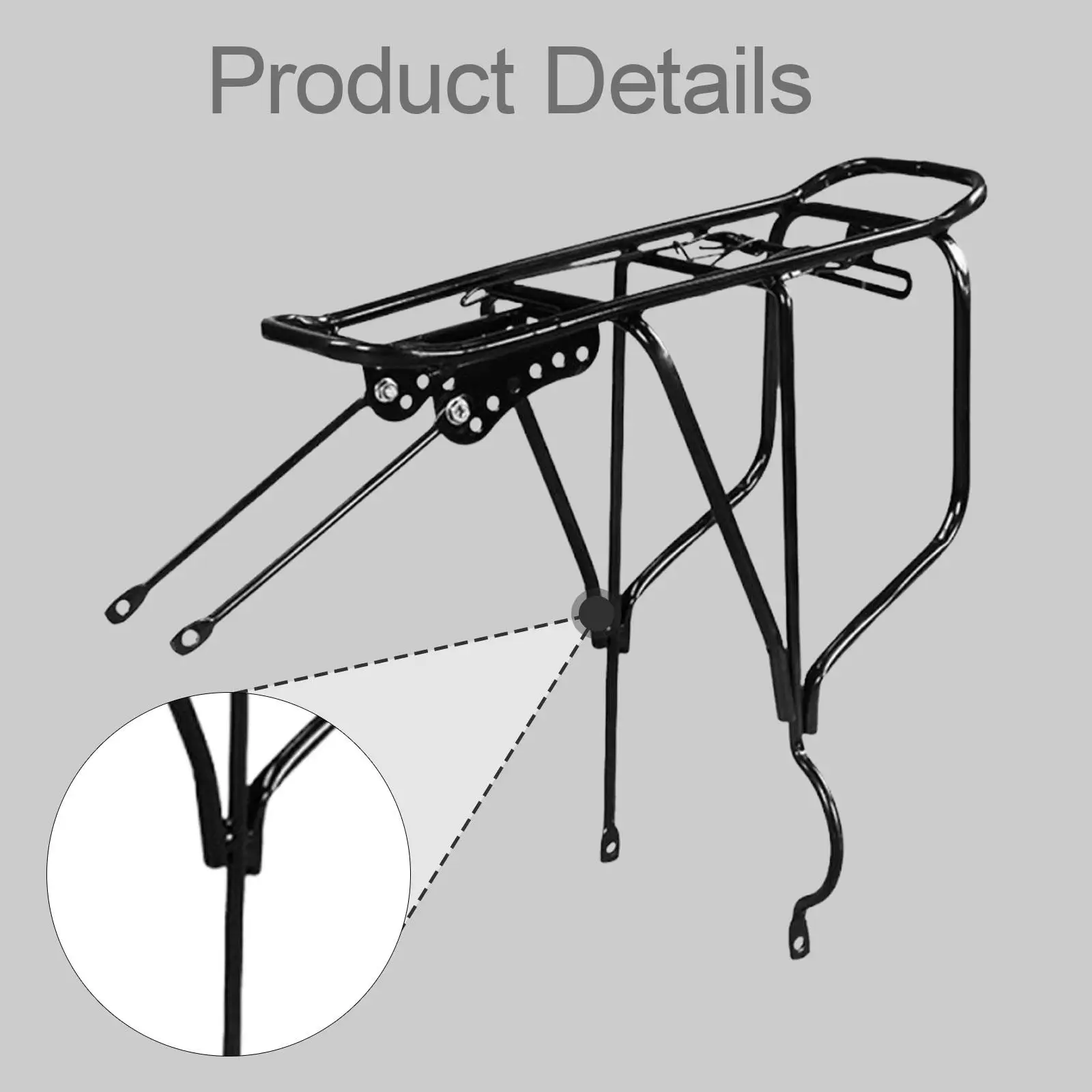 Bike Pannier Rack Rear Bracket Stable Support Equipment for Commuting Travel Transport Storage Bicycles