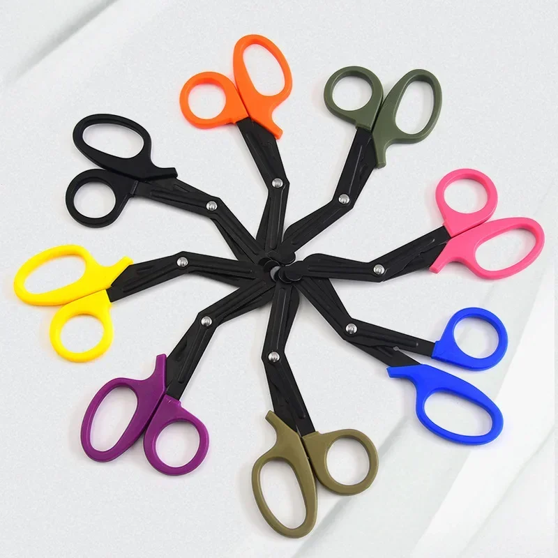 Forbici piccole per uso domestico portatili manico in plastica lama in acciaio inossidabile benda di garza cesoie per tela pratici gadget da esterno