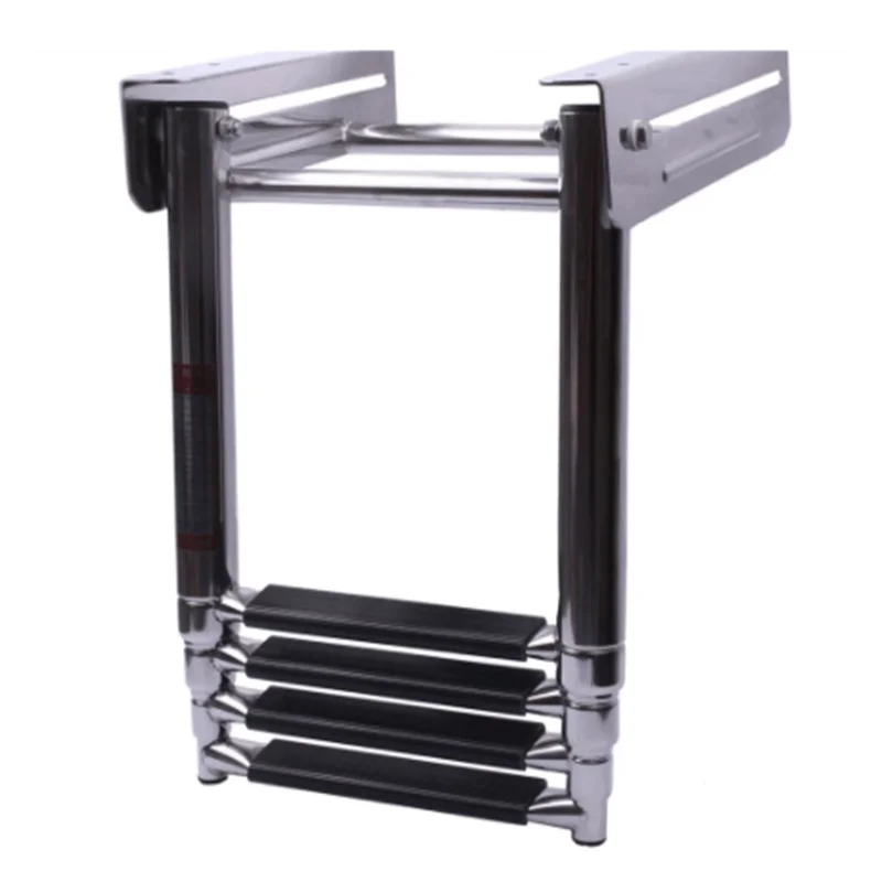 Stainless Steel 4-Step Under Platform Ladder Boarding Telescoping Ladder  Marine Boat Accessories