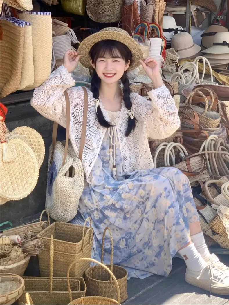 n Cardigan d'été léger en dentelle abricot pour femme, Protection solaire, avec sangle, haut ajouré, Design pour les déplacements