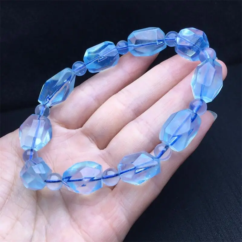 Natural Freeform Aquamarine Bracelet Fashion Crystal Quartz Gemstone Jewelry Reiki Healing Gift For Women 1pcs 8-12MM