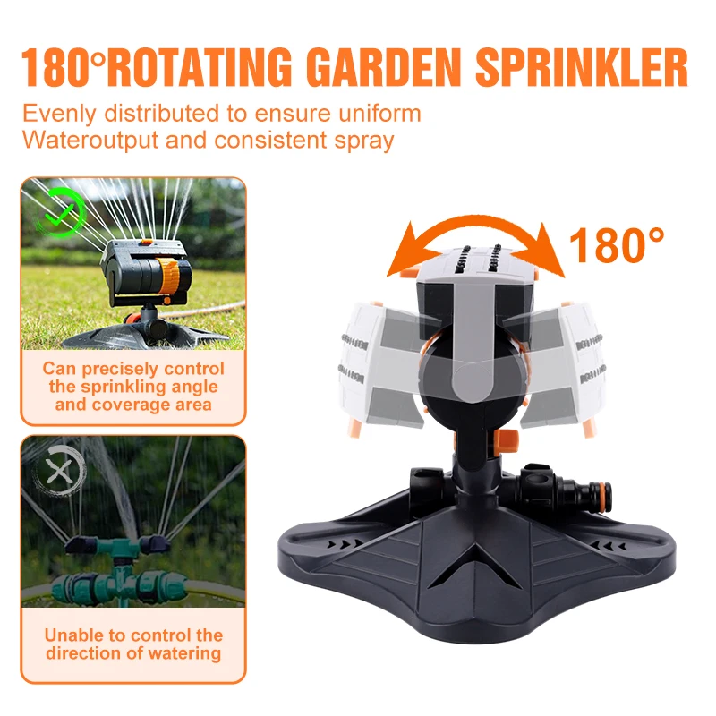 180° Rotating Oscillating Garden Sprinkler,Automatic Large Coverage Adjustable Lawn Sprinkler, Home Farm Precise Watering Spraye