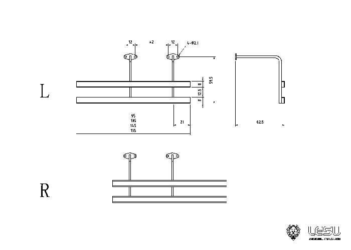 LESU Upgraded 135Mm Metal Right Side Bumper For RC 1/14 Dumper Truck Tractor Outdoor Toys TH02252