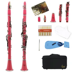 SLADE Pink Clarinet 17 Keys Bb B Flat Tone Professional Woodwind Instrument Bakelite Clarinet with Box Musical Instrument Part