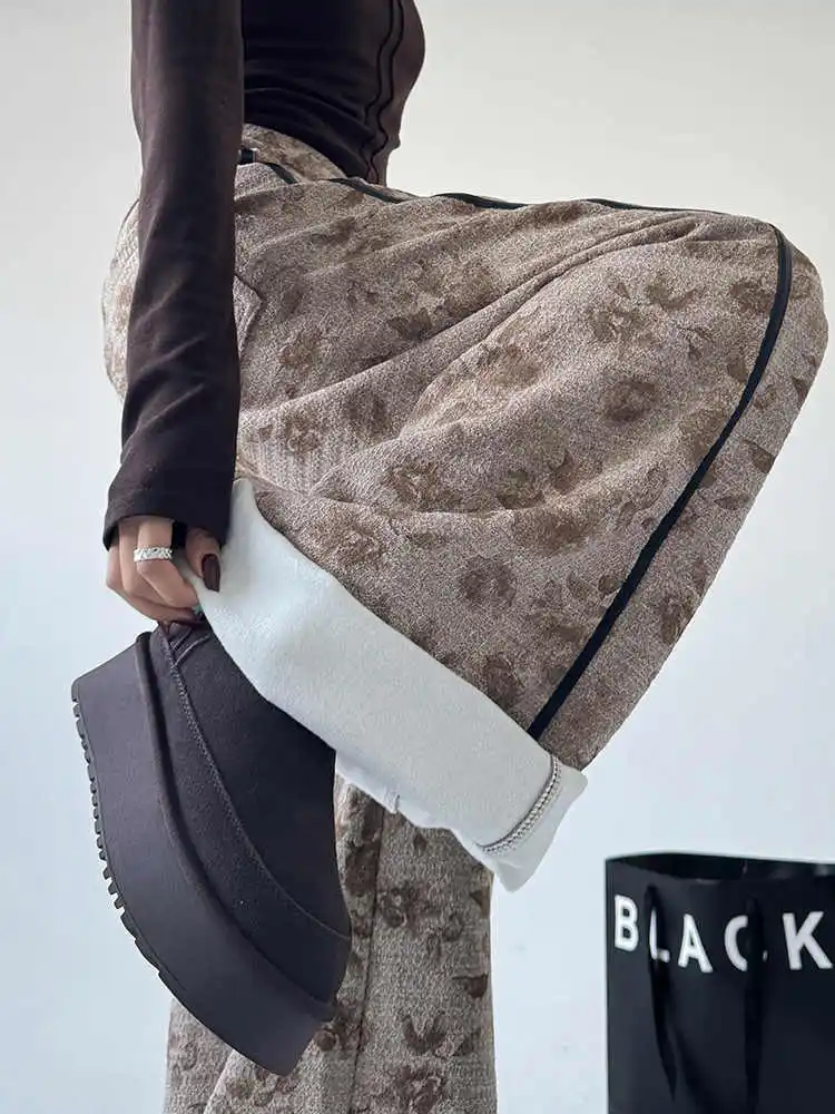 المرأة الكاكي Y2k فضفاض الجينز خمر Harajuku الدافئة سميكة كبيرة الحجم جان السراويل اليابانية 2000s نمط صديقها الدنيم بنطلون الخريف