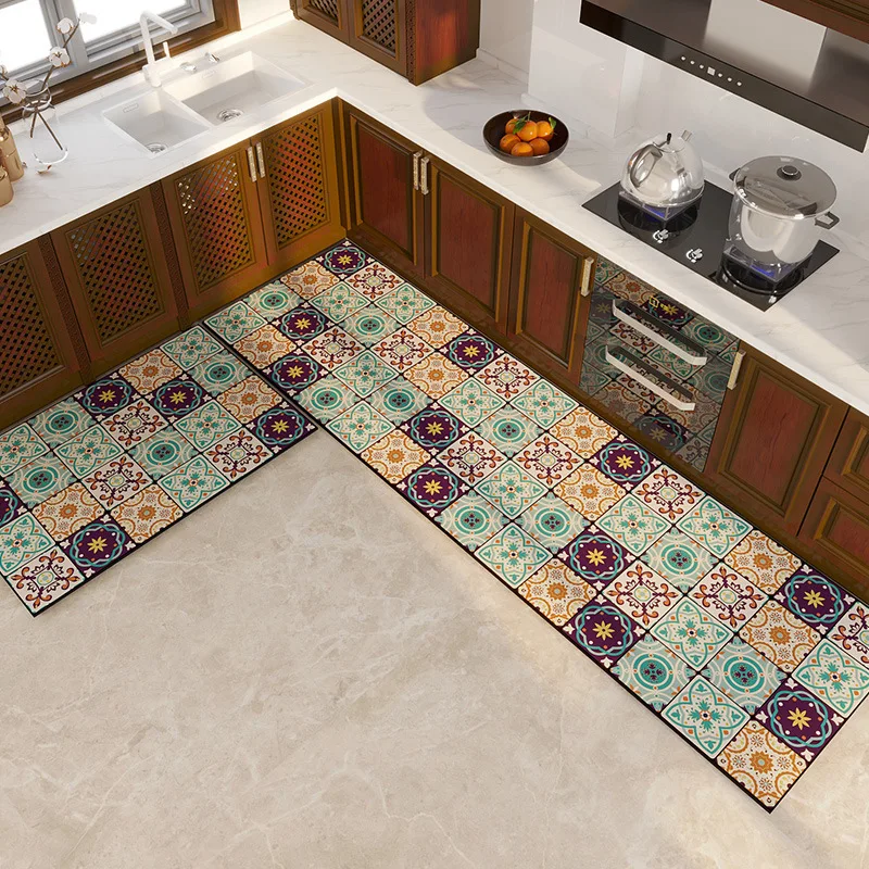VIKAMA 2 قطعة من سجاد المطبخ القديم، سجاد ممتص للماء ومضاد للانزلاق، سجاد أرضية الحمام، سجاد الممر، ديكور المنزل #3