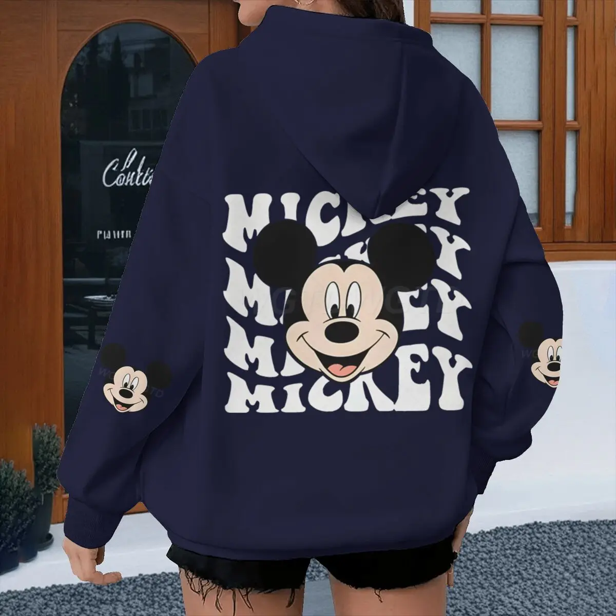 เสื้อฮู้ดขนแกะลายมิกกี้เมาส์สำหรับผู้หญิง แฟชั่นตัวละครอนิเมะ Y2K ซูดาเดราส ฤดูใบไม้ผลิ ฤดูใบไม้ร่วง ดีไซน์มิกกี้เมาส์ เสื้อฮู้ดผู้หญิง