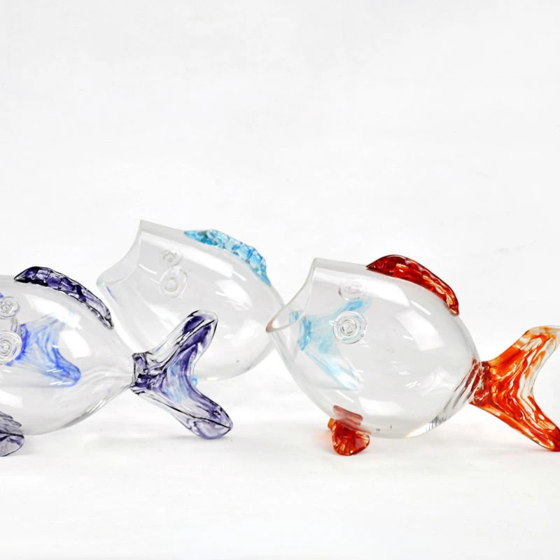 wholesale home decor table top decorative clear glass fish shaped bowl