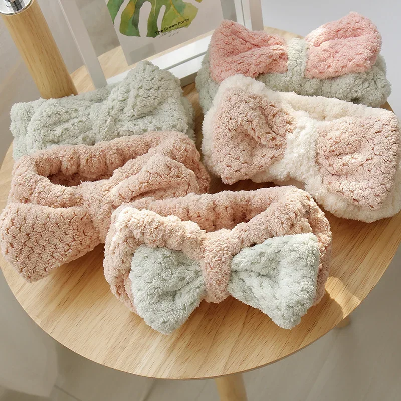 

Мягкая милая повязка для волос с бантом, повязка для умывания с мультяшным рисунком, для девочек и женщин, повязка для умывания лица 015