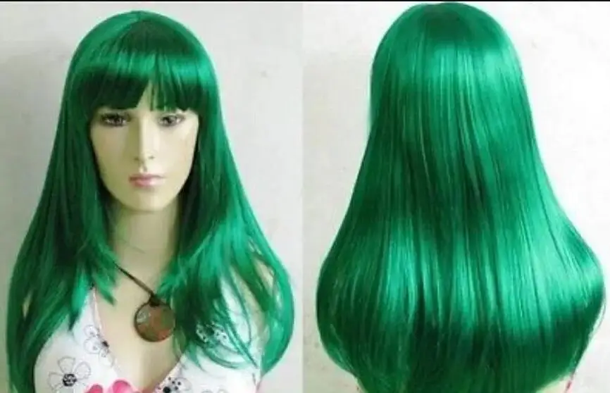 Charming Long Straight Dark Green Cosplay Hair Wigs For Women’s Christmas Halloween Costume Party Wig