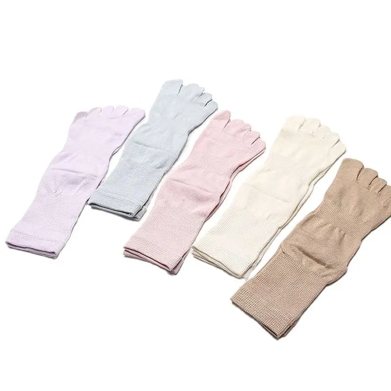 Birdtree 5 Pairs/Lot Real Silk Five Finger Socks Women Sport Seamless Breathable Odor Resistant Quick Dry Middle Sleep U35012M