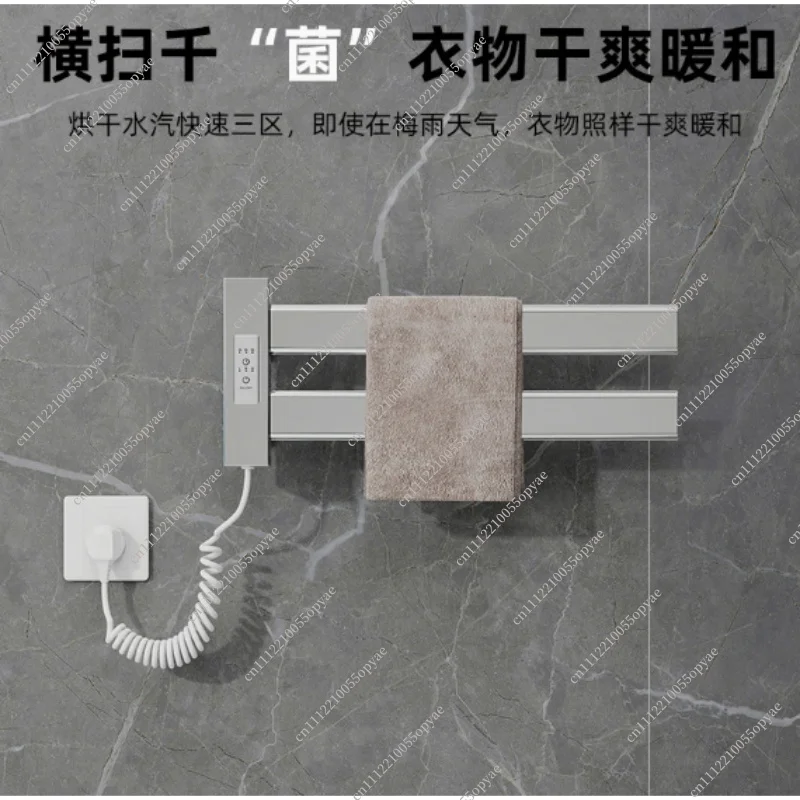 Smart Thermostatic Heated Towel Rack Space Aluminum No Drilling Foldable Bathroom Towel Warmer Dryer