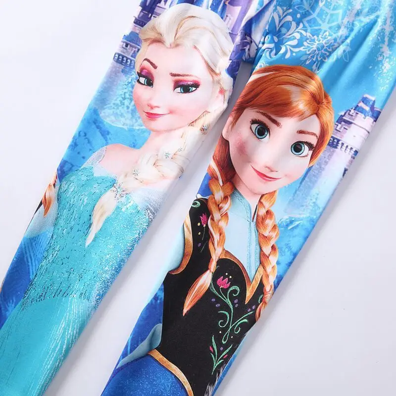 บุคลิกภาพ Disney Frozen Elsa Anna Princess ใหม่ Cool สร้างสรรค์การ์ตูนพิมพ์รูปแบบแฟชั่น Soft MID RISE กางเกงขายาวสําหรับเด็ก