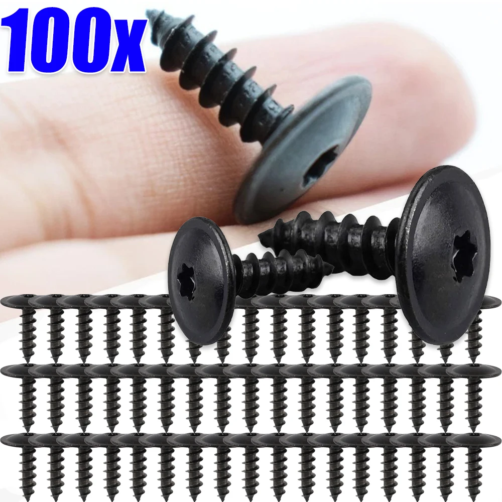 10-100 шт. винты для кузова автомобиля, брызговик для VW Golf, металлический саморез, заклепка, черный крепежный болт, крестообразный саморезы Phillips