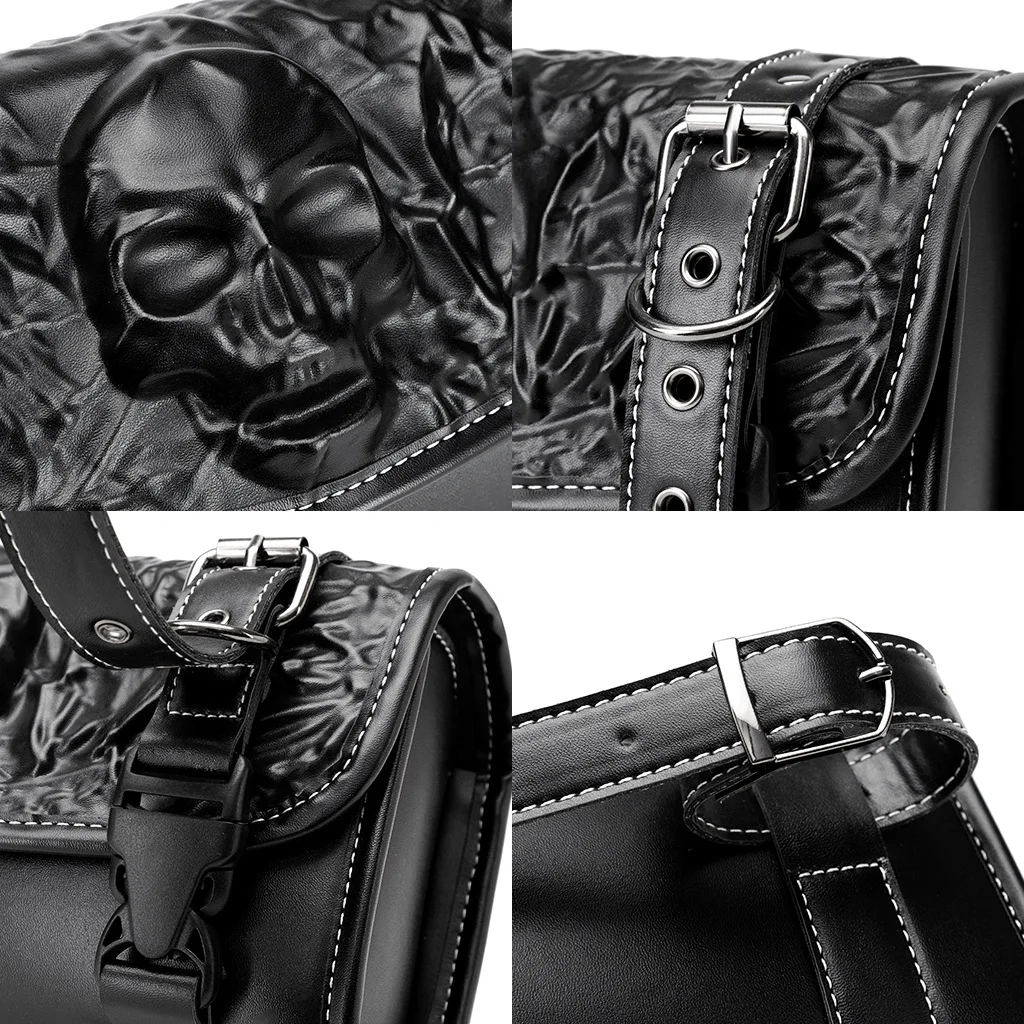 Vintage Geprägte Totenkopf-Motorrad-Lenkertasche Wasserdichte Motorrad-Vordergabel-Werkzeugtasche Universelle Satteltasche für Cafe Racer – Detail 11