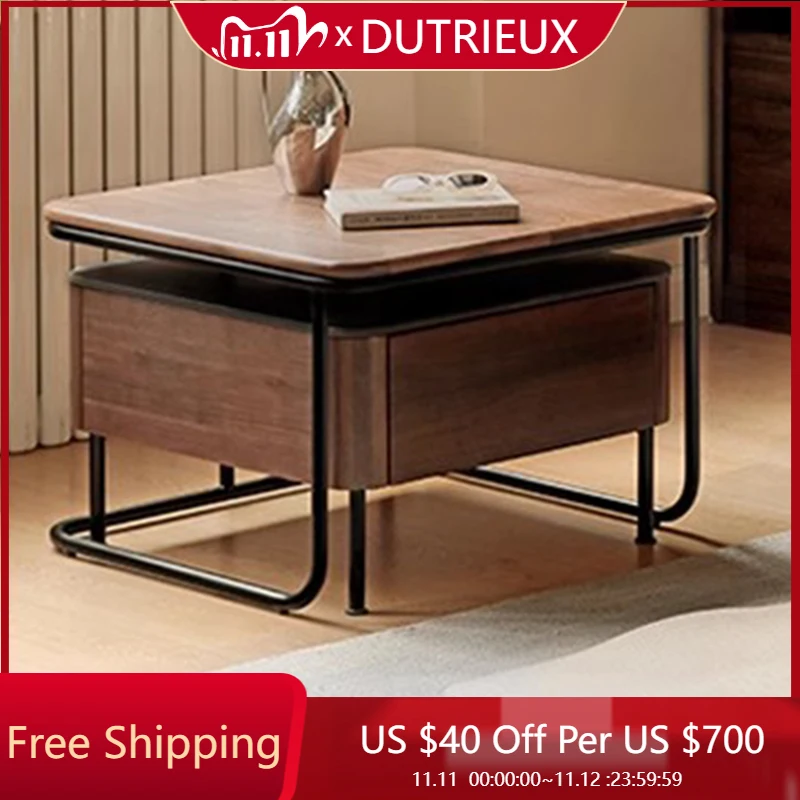 

Wooden Metal Coffee Table Save Space Balcony Minimalist Living Room Aesthetic Cheap Side Table Luxury Meubles Unique Furniture