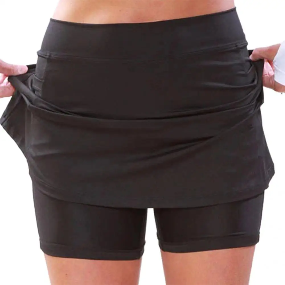 Jupe-short athlétique pour femmes, faux short deux pièces, poches d\'été, élégant, ligne a