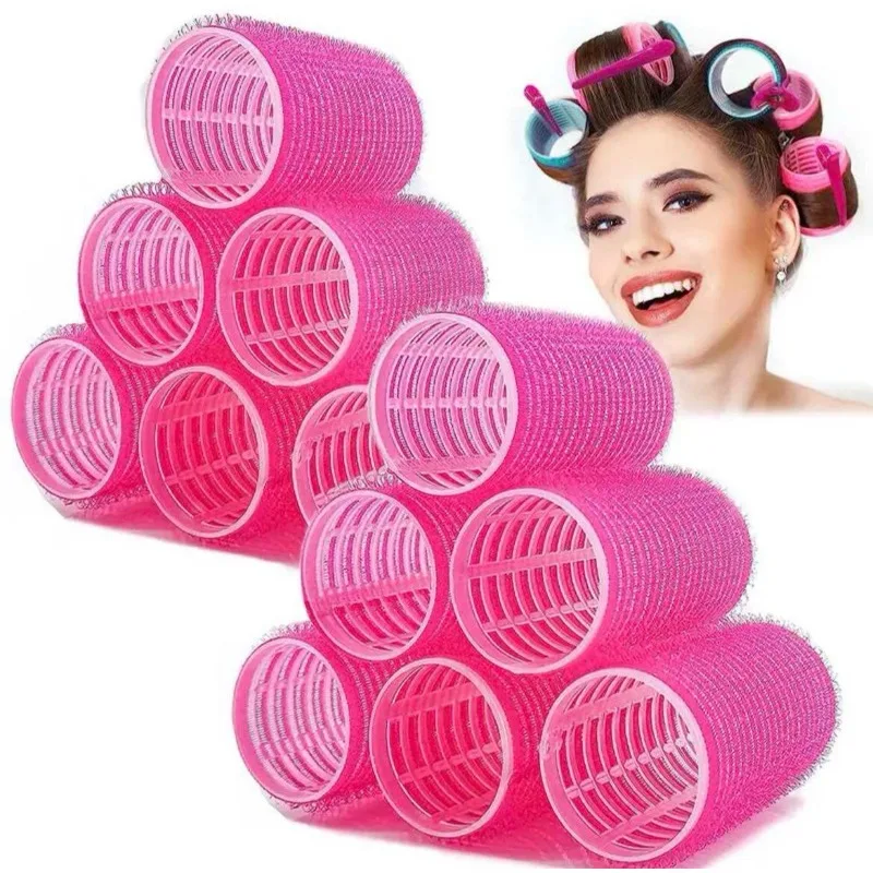 

12 Curlers + 12 Mental Clips Self-Adhesive Hair Curling Rollers Clips Set With Hair Curlers