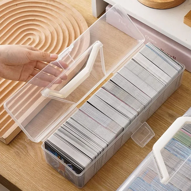 Game Cards Storage Box Football Stars Trading Card Storage Box Plastic Transparent Card Container Portable Game Card Organizer