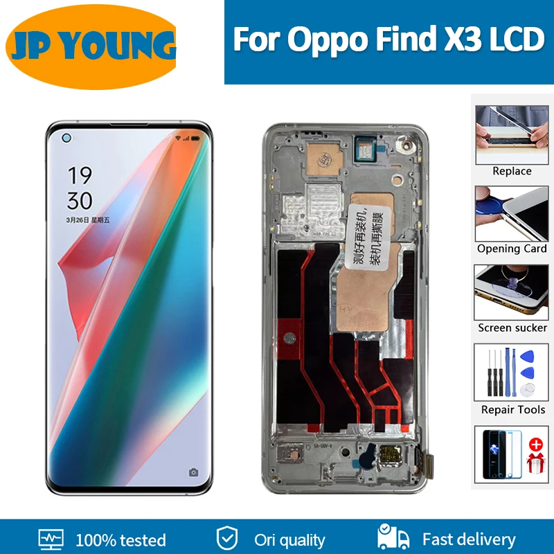 6.7''Original AMOLED For Oppo Find X3 CPH2173 LCD Screen Display Touch Panel Digitizer For Oppo Find X3 Pro PEEM00 Touch Screen