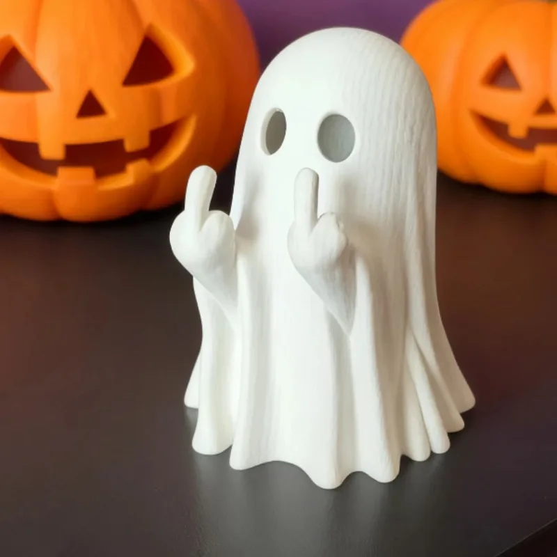 3D Printed Pen Holder Ghost Figurine Desk Organizer Design Funny Halloween Desktop Stationery Storage Office Home Decor Giff