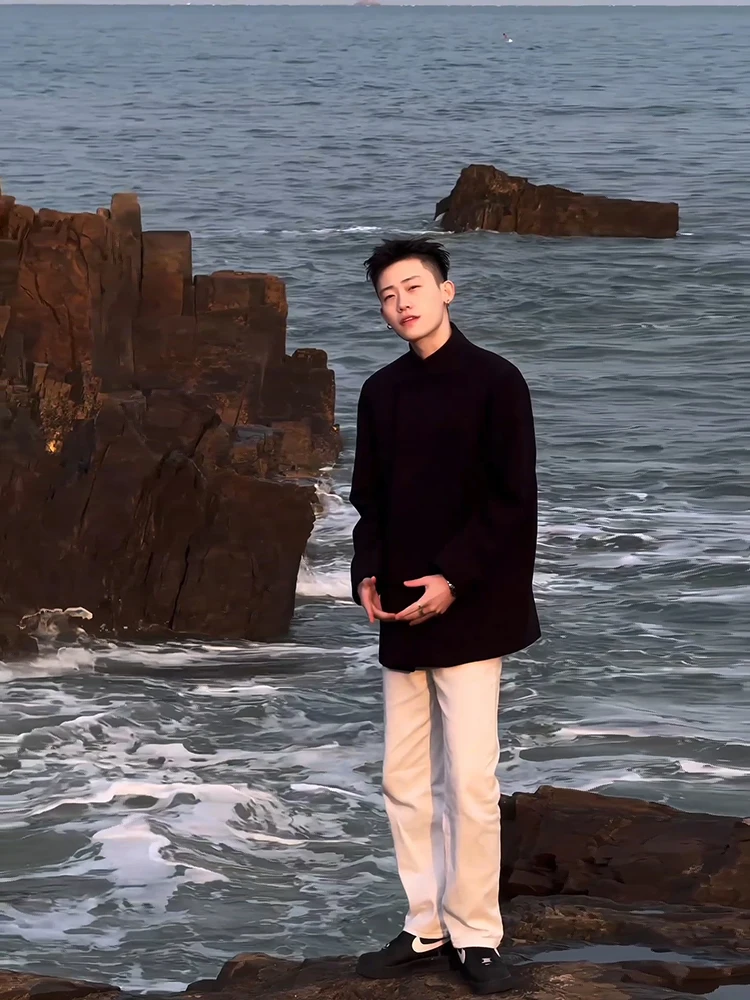 

Новый китайский модный костюм-накидка для мужчин, молодежный повседневный весенний пиджак в стиле Тан