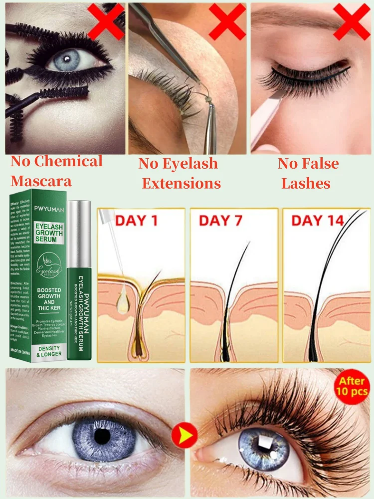 Eyelash Fast Growth Extension Liquid Natural Enhancement Nourish Longer Fuller Thicker Curls Lashes Serum Eye Rising Care Makeup