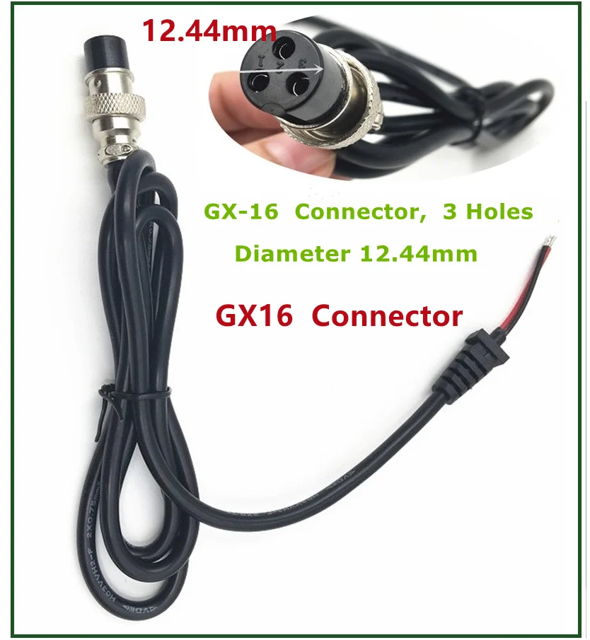 GX16 Connector Cable/Connector Replacement 3 holes female GX163 / Bracket for Electric Bicycle charger for DIY e-Bike battery