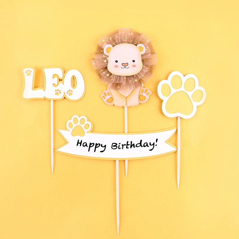 25 Pièces Déco Gâteau Lion - Topper Happy Birthday + 24 Lions Mignons - Thème Anniversaire Enfant Roi De La Jungle