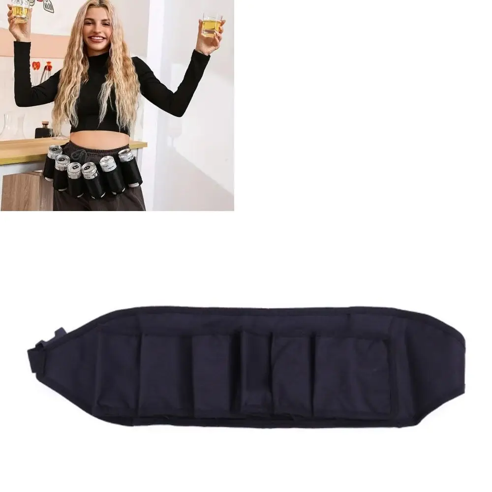 

Durable Oxford Cloth Beer Belt 6 Pack Black Beer Belt Holder Adjustable Beer Bottle Belt Holder Picnic
