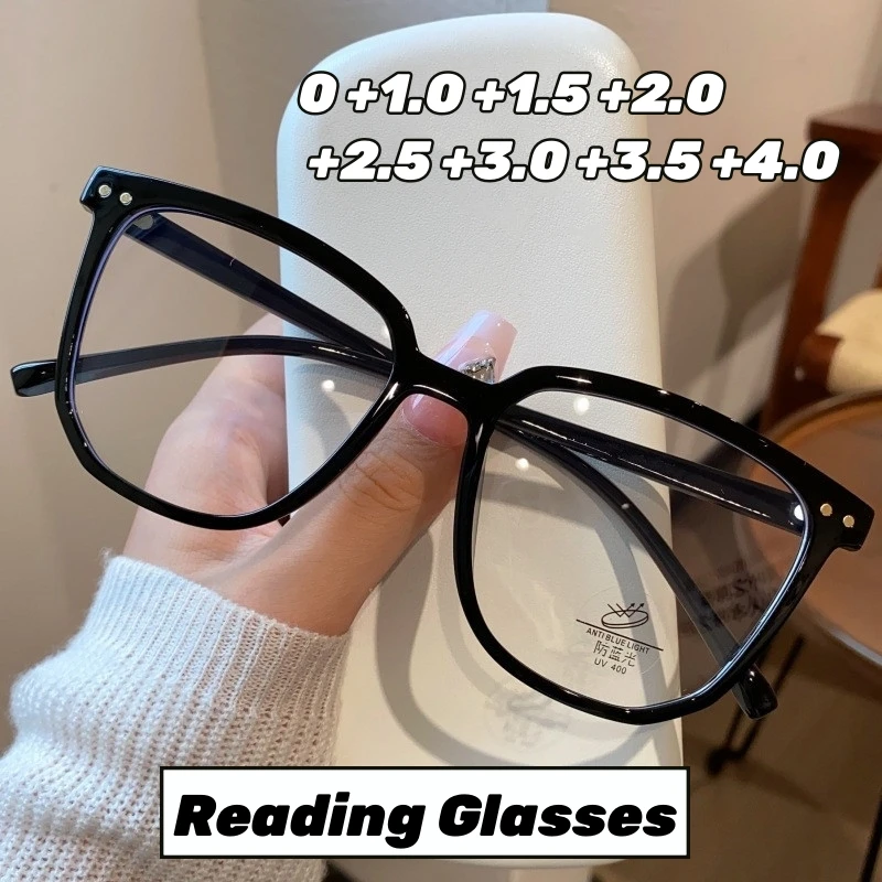 

Unisex Far Sight Presbyopia Eyewear Fashion Vintage Reading Glasses Retro HD Lens Square Frame Eyeglasses with Diopter 0 To +4.0