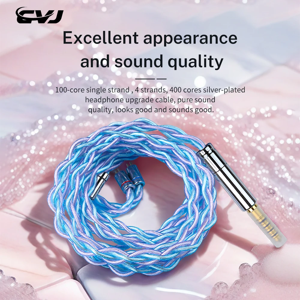 

CVJ Candy High-specification HiFi Durable Silver Plated Earphone Cable 400 Cores 1.25 Length 3.5/4.4 0.78mm For Bidong Nightelf