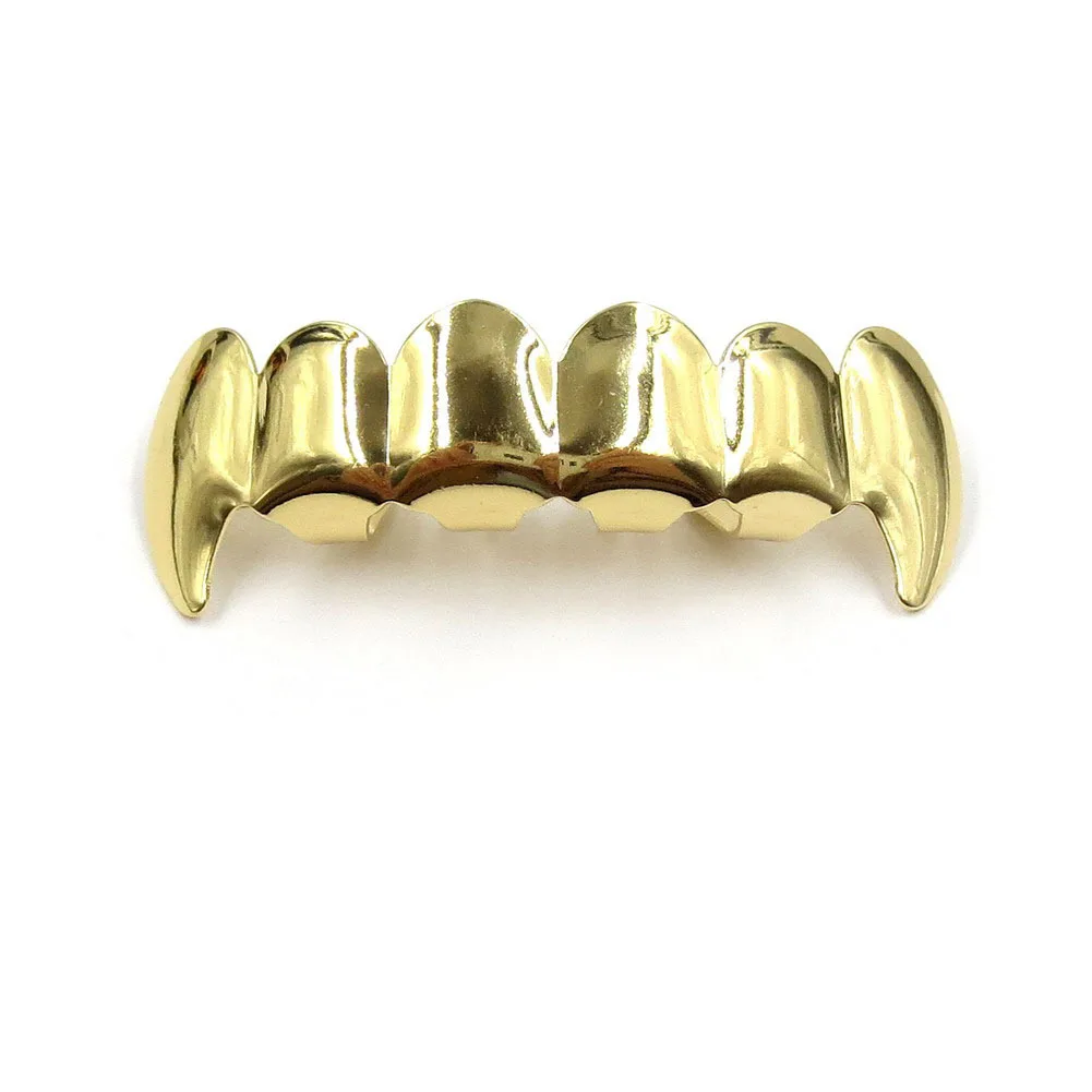 Aparelho Hip Hop para homens e mulheres, ouro real, galvanizado, joias Grillz Teeth, 2024