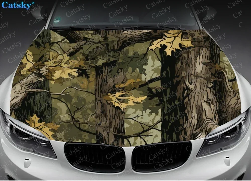 3D Real Tree Camouflage Car Hood Vinyl Stickers Wrap Vinyl Film Engine Cover Decals Sticker on Car Auto Accessories