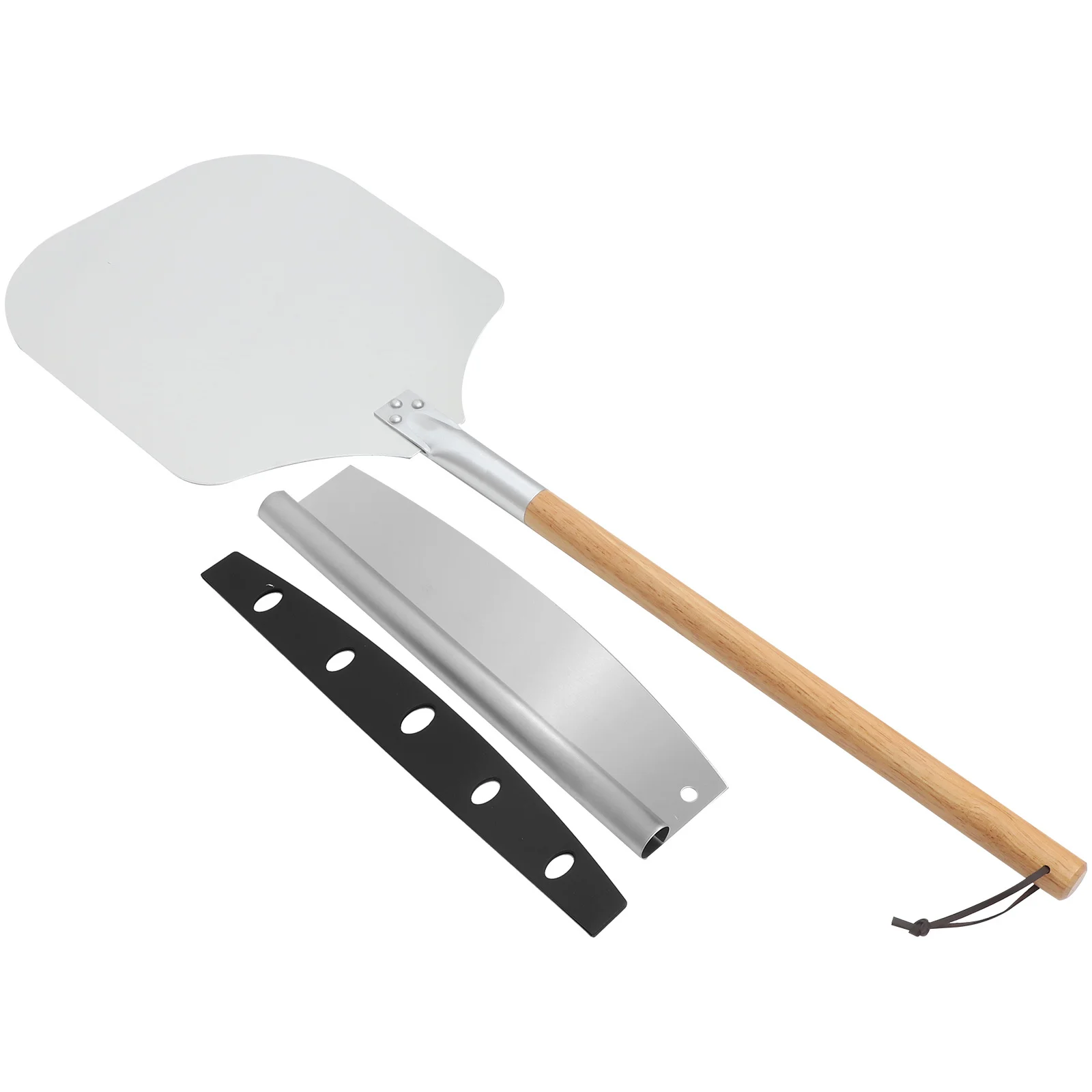 

2Pcs Pizza Cutter Shovel Set Lightweight Aluminum Detachable Wooden Handle Cake Transfer Tools Baking Kitchen Supplies Baking