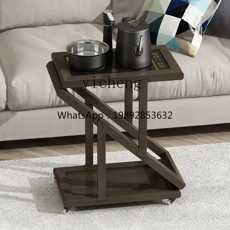 

DF Zws. Household solid wood tea cabinet with wheel tea cart Kung Fu tea table boils water integrated