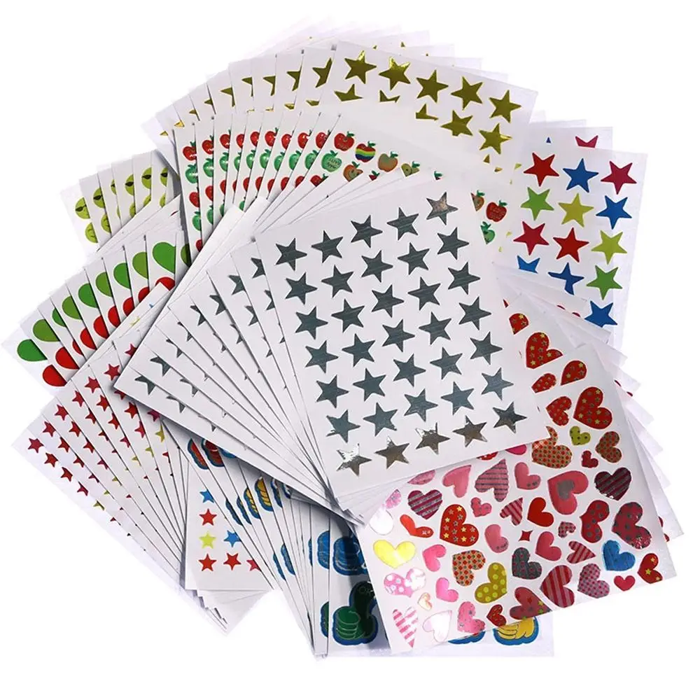 Paper Stick Label Love Five-Pointed Star Teacher Praise Stickers Children's Stickers Award Stickers Decorative Stickers