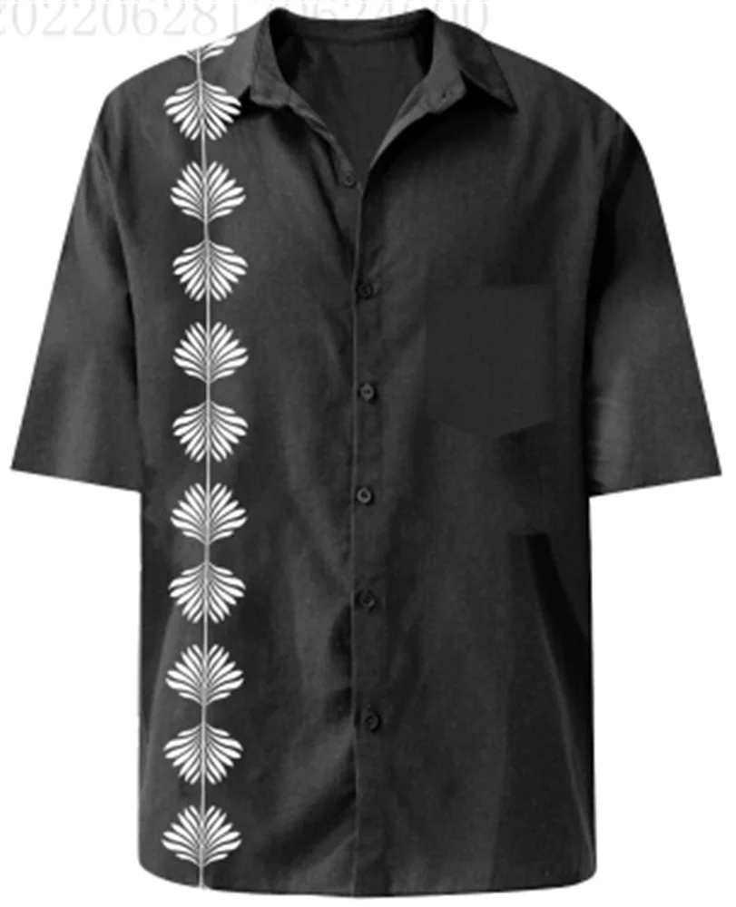 Men's casual short sleeved shirt with buttons, men's beach summer shirt