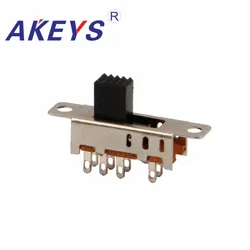 10PCS SS-23E04 2P3T Double pole three throw 3 position slide switch 8 solder lug pin DIP type without fixed pin