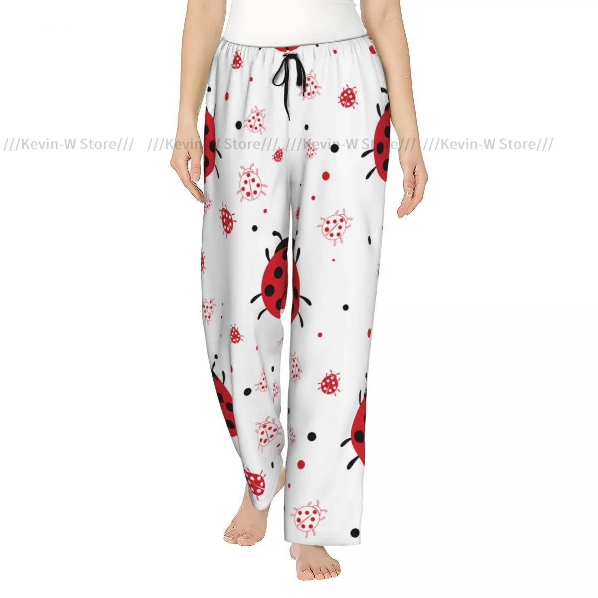 

Women Flannel Pajama Bottoms Soft Fleece Cute Ladybugs Sleep Pants with Drawstring Waist