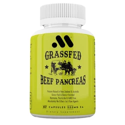 Grass fed Beef Pancreatic Supplement, 500mg, Digestive, Contains Pancreatin, Non GMO, 60 Capsules