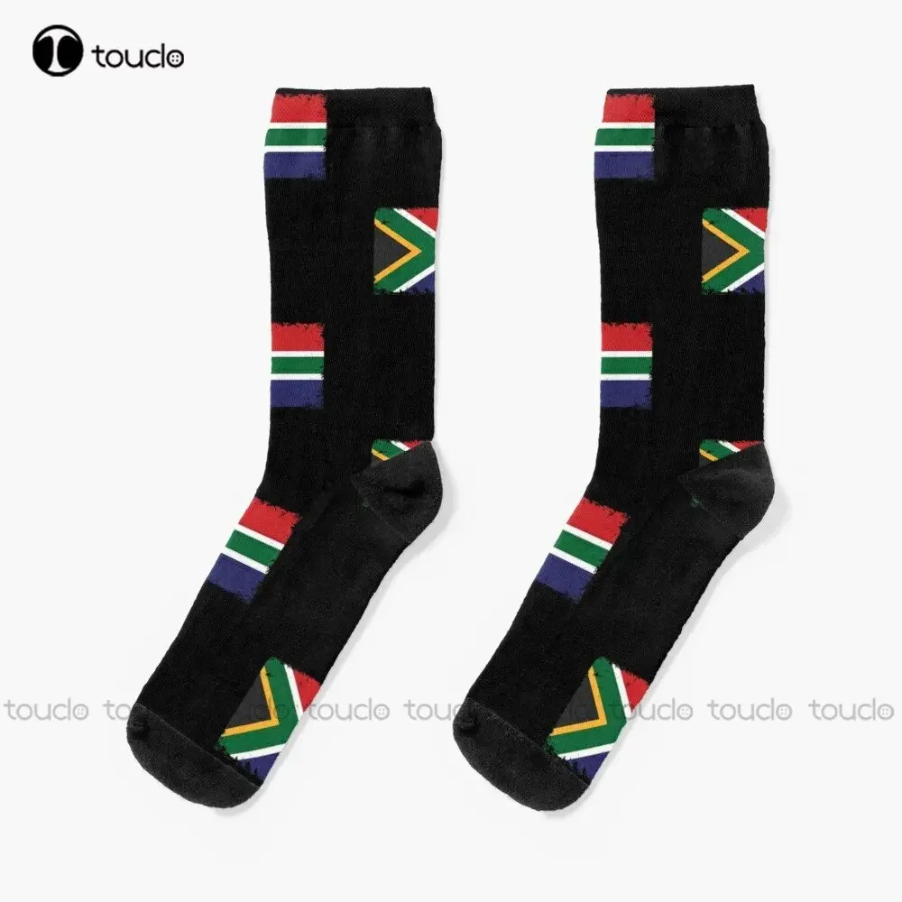 South Africa Heartbeat Flag Vintage South Africa Socks Boot Socks For Women 360° Digital Print Custom Gift Streetwear Cartoon