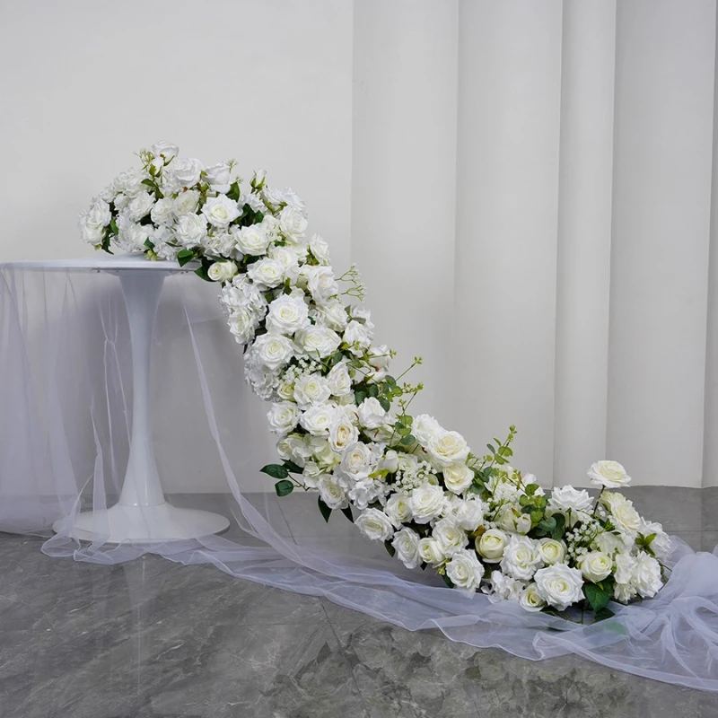 

230CM Pink Rose Tail Drag Flower Bar Wedding Background Wall Decoration Floral Display Window Exhibition Hall Layout