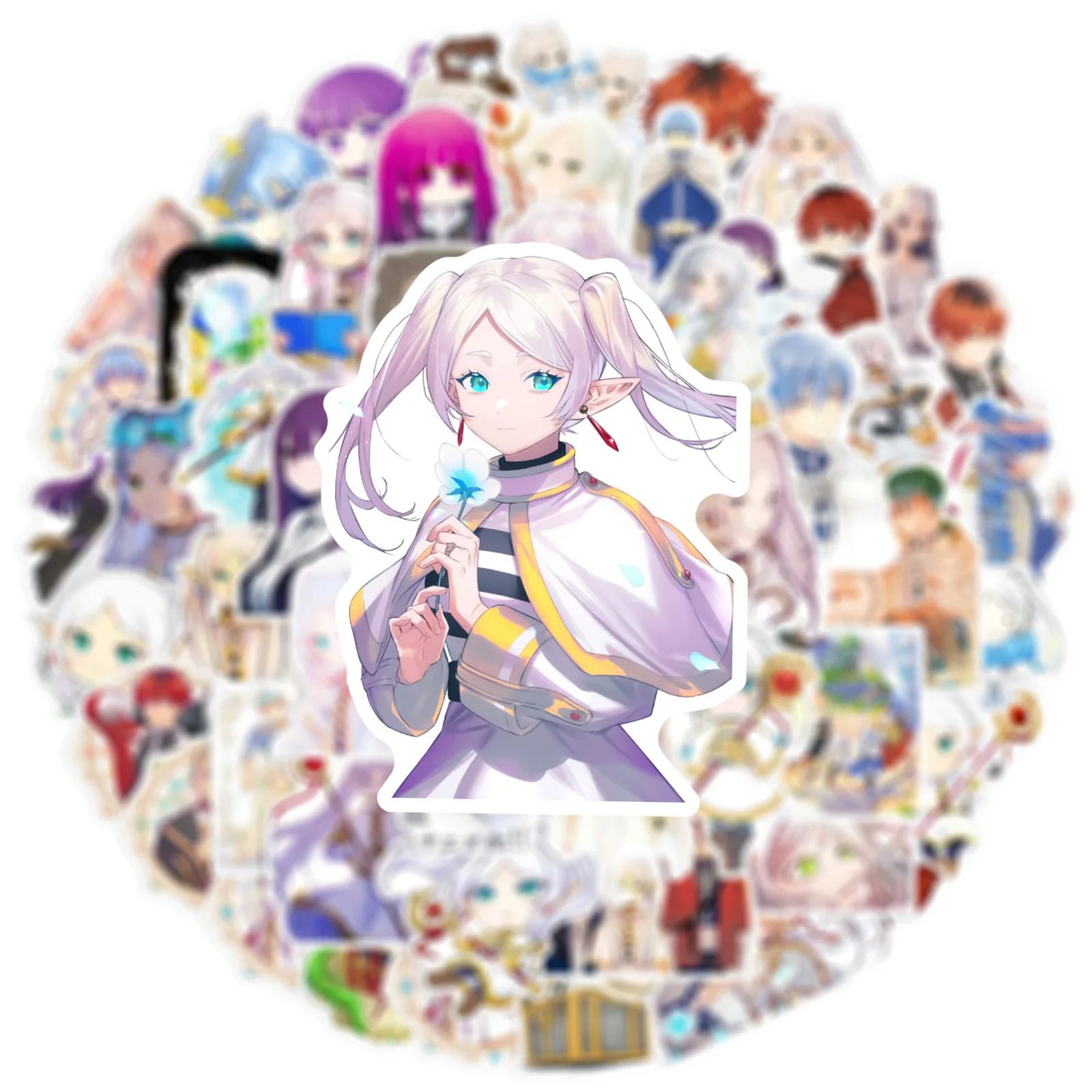 50 Stuks Frieren Bij De Begrafenis Anime Stickers Diy Briefpapier Voor Kinderen Creatieve Graffiti Notebook Water Cup Decor Sticker Speelgoed