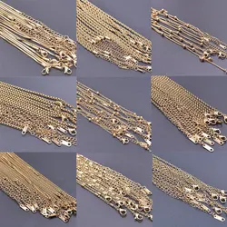 10pcs/Lot Gold Color Stainless Steel Chain 45cm Adjustable Necklace Width 1.2/1.5/1.6/2.2/2.5/3mm Men Women Jewelry Chain Bulk