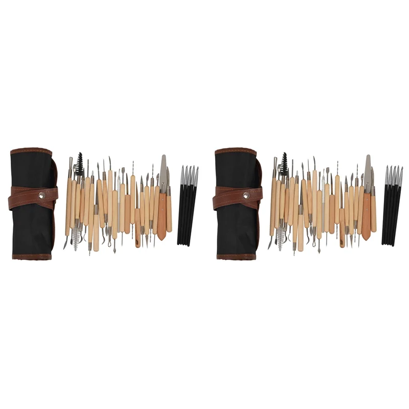 

56 шт., набор инструментов для лепки из глины, набор инструментов для моделирования и резьбы, керамика и деревянная ручка, инструменты для моделирования глины-AT30