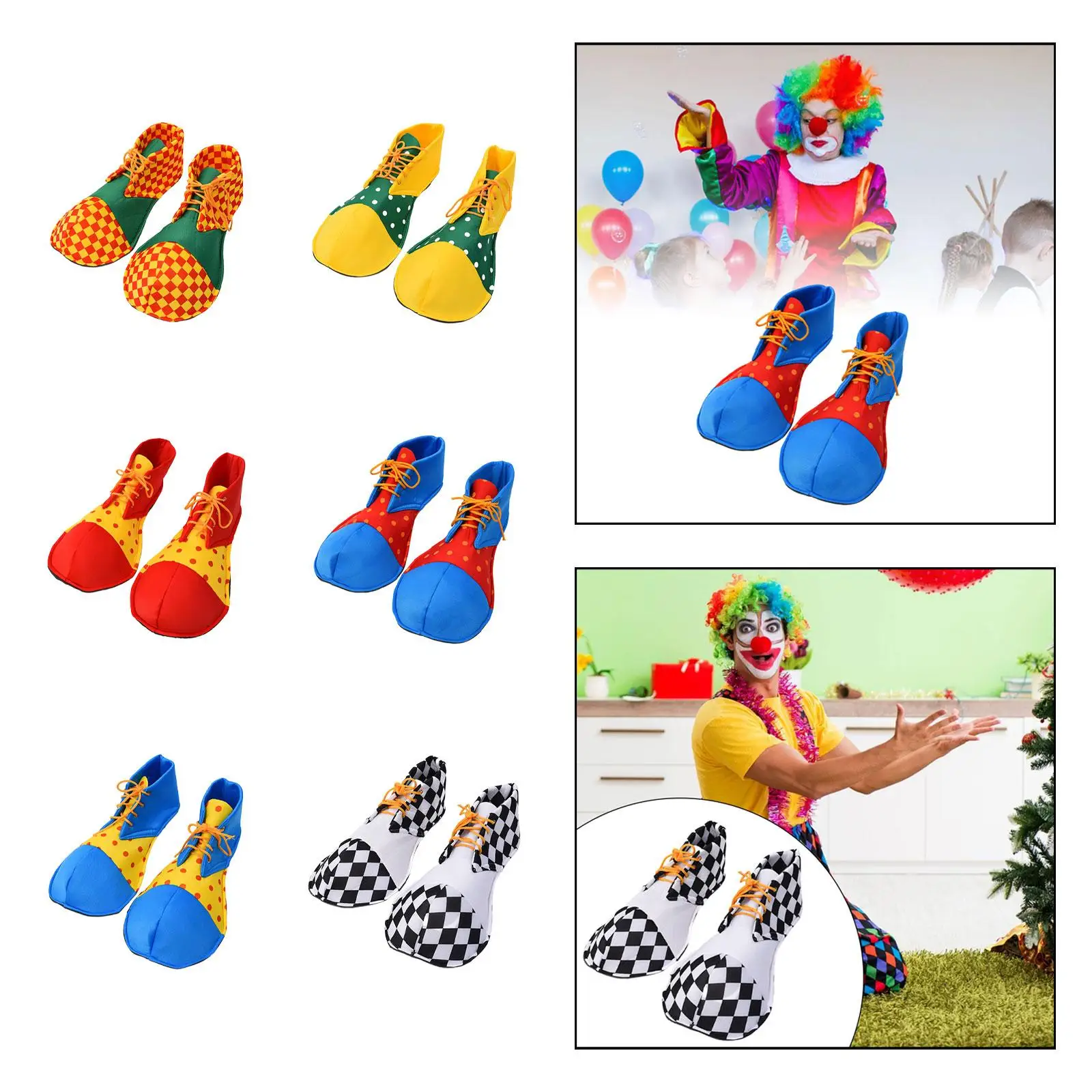 Carnavais Carnival Set para homens e mulheres, sapatos de palhaço, carnaval Cosplay Supplies, presente de aniversário, unisex, adultos Holiday Party Costume