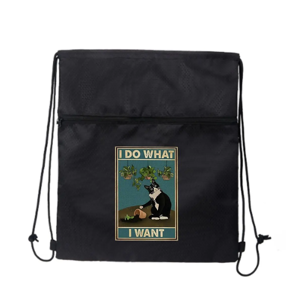 

Cat Doing What It Wants Plant Art Портативные рюкзаки Портативные для мужчин и женщин Спорт на открытом воздухе Тренажерный зал