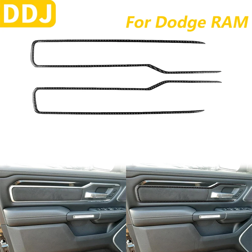 

For Dodge RAM 1500 2500 3500 2019-2023 Real Carbon Fiber Front Door Handle Switch Frame Panel Trim Cover Car Accessories Sticker
