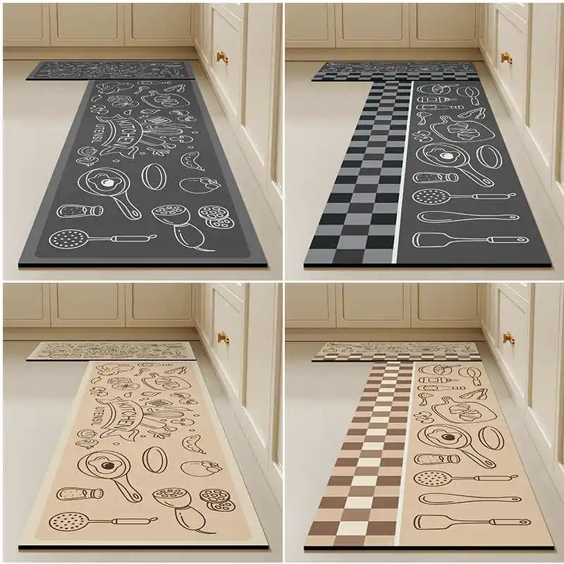 

VIKAMA 2PC Kitchen Floor Mats Diatomite Water-absorbent Absorbent Gas Mats Waterproof Oil Anti-slip Dirt-resistant Carpet